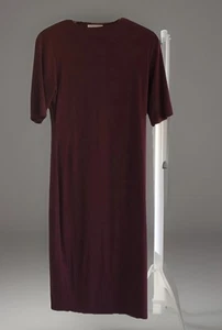 Stella Luce Burgandy Short Sleeve Below Knee Crewneck Fitted T-Shirt Dress Sz L - Picture 1 of 7