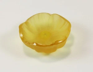 DAUM YELLOW TONE CRYSTAL GLASS CACTUS FLOWER SMALL SALT CONDIMENT BOWL DISH - Picture 1 of 7