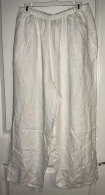FLAX LINEN PANTS NWOT white high rise Plus 1G - Image 1 of 4