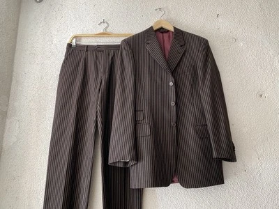 Y2K vtg PAUL SMITH LONDON brown STRIPED TICKET POCKET SUIT JACKET 36/37 30 x 30 - Image 1 of 4