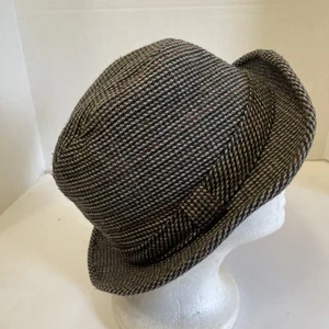 Vintage Wool Tweed Fedora Hat Grey Mens  - Picture 1 of 8
