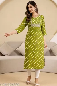 Women Green  Embroidered Printed Kurta/Kurti Girls Womens - Picture 1 of 4