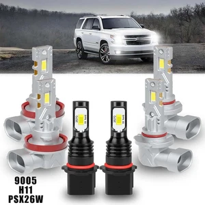 9005+H11+PSX26W LED Headlight Fog Light Bulbs Kit For Chevrolet Tahoe 2016-2020 - Picture 1 of 18