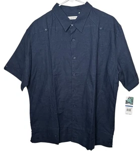 Neu mit Etikett Cubavera Herrenhemd normale Passform elegant blau Leinenmischung Gr. XL $ 90 UVP - Bild 1 von 6