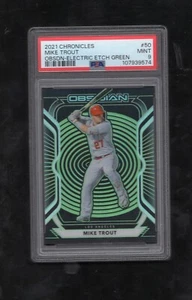 2021 PANINI CHRONICLES #50 MIKE TROUT ELECTRIC ETCH GREEN SSP/5 POP 1 PSA 9 MINT - Picture 1 of 2