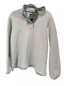 Lands End Heritage Fleece Snap Neck Pullover Top Tan Camel Long Sleeve 14-16 L - Picture 1 of 14