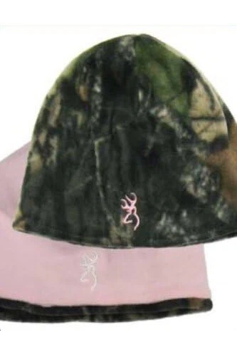 Browning Camo Reversible Fleece Beanie Mossy Oak Break-Up/Pink Brand New - Image 1 of 1