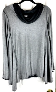 Jockey Cowl Neck Long Sleeve Handkerchief Hem Tunic Top Size M Gray and Black - Picture 1 of 8