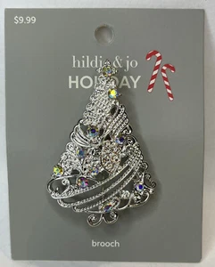 New! Hildie & Jo Rhinestone & Silver Christmas Tree Brooch Pin Holiday. 2.25” - Bild 1 von 5