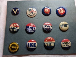 KAMPAGNENBUTTONS, PINS INKL. DEWEY, WILLKIE, LANDON UND IKE - Bild 1 von 5