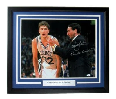 Christian Laettner Duke Signed/Inscribed 16x20 Photo Framed PSA/DNA 167401 - Image 1 of 4