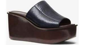 Michael Kors Collection 8.5 NEW $475 Jane Blue Leather Platform Wedge Shoes - Picture 1 of 4