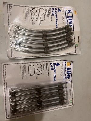 K-Line K-231 O-27 Gauge Straight Track Sections (4) Pack & Curved K-201 (4)pack - Image 1 of 4