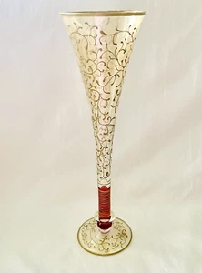 Vintage Pier 1 Import GERIFFELT CHAMPAGNER "Rubin" mundgeblasenes Glas 10 3/4" P1C8 - Bild 1 von 11