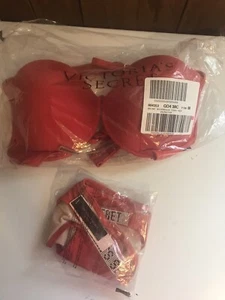 Victorias Secret Natación Push-Up Brillo Correa 38C Parte Superior - Parte Inferior Mediana Fabu-Rojo - Imagen 1 de 5