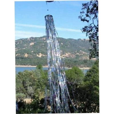 SOCK DE VIENTO HOLOGRÁFICO MYLAR ARCO IRIS PLATA ITB9052 DECORATIVO DISUASORIO DE PLAGAS DE AVES Foto 1 de 4