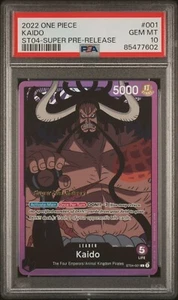 One Piece TCG Kaido Super Pre-Release Promo ST04-001 PSA 10 Gem Mint - Picture 1 of 2