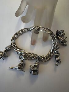 Vintage Limited Edition Disney Winnie The Pooh Sterling Silver 3D Charm Bracelet