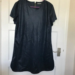 Fashion Union Blue Geometric Dress UK Size 16 Faux Suede Short Sleeve - Picture 1 of 10