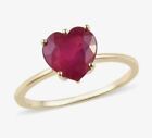 Delicate 4Ct Heart Cut Red Ruby Created Engagement Ring 14K Yellow Gold Finish