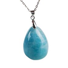 Natural Blue Aquamarine Gemstone Crystal  Bead Pendant AAAAA 20x18x13mm