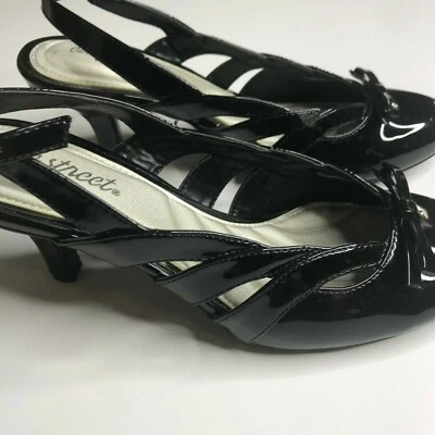 Bomba Easy Street preta sling back close toe preta tamanho 9M - Imagem 1 de 4