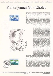Document Philatélique 1er Jour : 13 1991 - Philex-Jeunes 91 Cholet - Picture 1 of 1