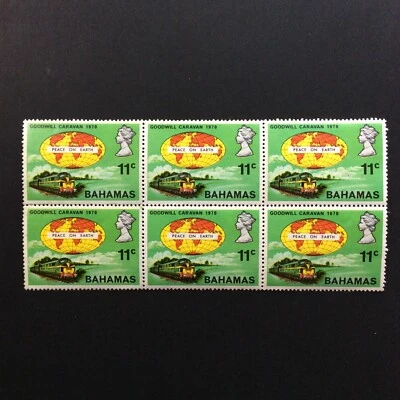 BroadviewStamps Bahamas #304 bloque de 6.  MNH F-VF. Pocas separaciones perfectas, plegadas Foto 1 de 2