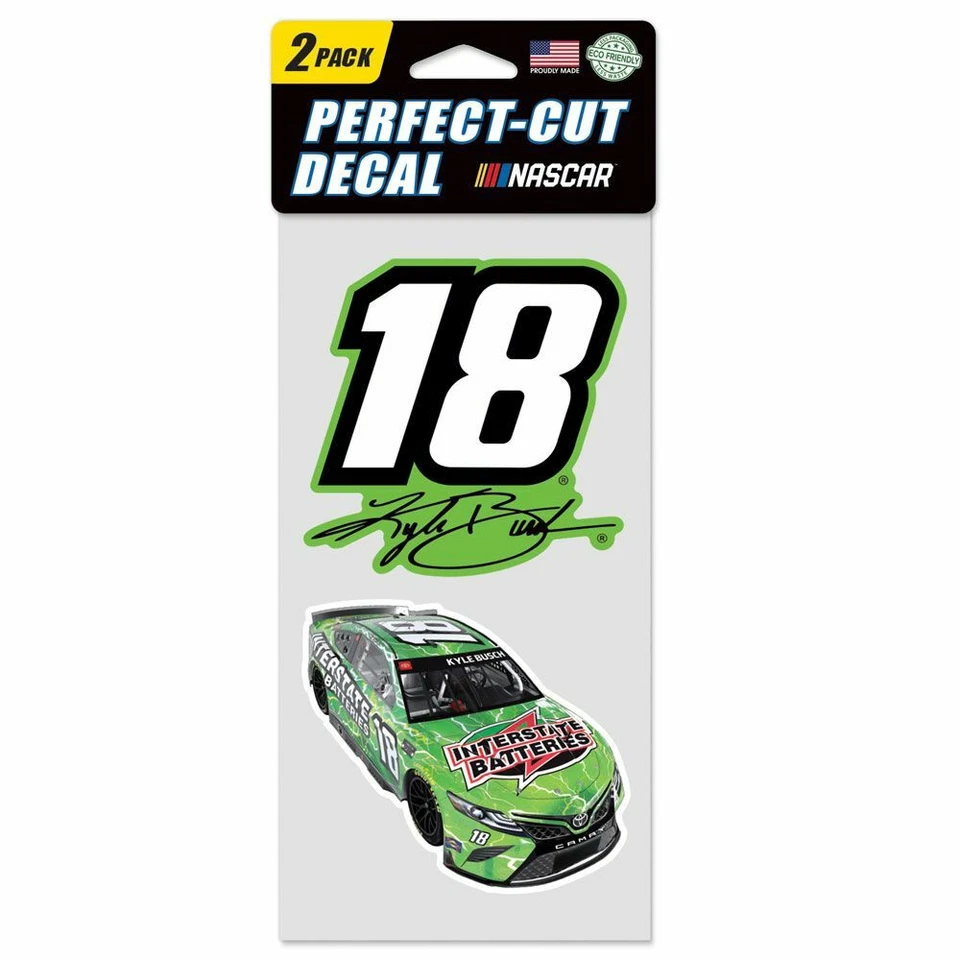 Kyle Busch 2022 Wincraft #18 Interstate Batteries 4x8 2pc Decal Set FREE SHIP! - Image 1 of 1