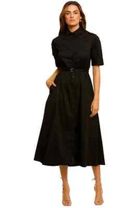KATE SYLVESTER Jo Short Sleeve Midi Dress Black Size AU 8 RRP 449 WITH DEFECTS - Bild 1 von 9