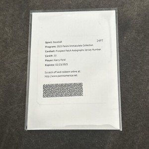 Harry Ford 2023 Immaculate Prospect Patch AUTO Jersey Number #'d /80 Redemption