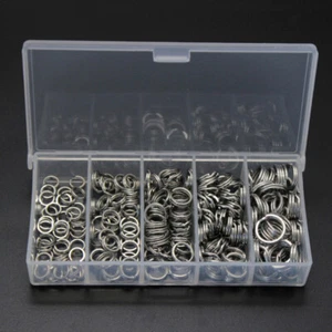 Set 200 Pezzi Anello di Collegamento Set Attrezzi da Pesca Girevoli Doppio Cerchi - Foto 1 di 11