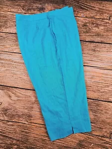 Ashley Stewart Linen Rayon Blend Capris Womens 20 Pants Pockets Blue EUC - Picture 1 of 9