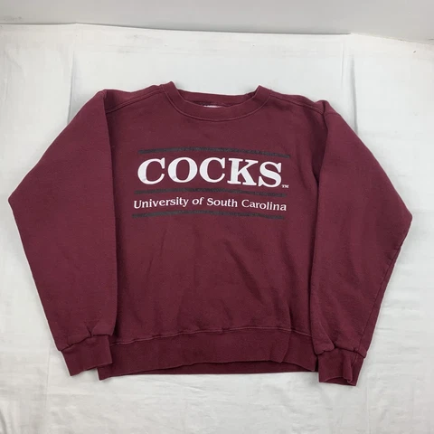 Vintage South Carolina Gamecocks Sweatshirt Adult Medium Red College Bar Logo Cover