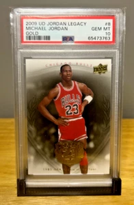 Michael Jordan 2009 Upper Deck Legacy Gold #8 PSA 10 GEM MINT - Set Hall of Fame - Foto 1 di 2
