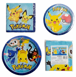 Pokémon Birthday Party Supplies 7" & 9" Plates (8pk Ea.) Napkins Tablecover NEW