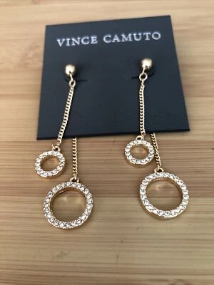 Pendientes colgantes Vince Camuto pavé de cristales/cadena trasera y delantera Foto 1 de 4