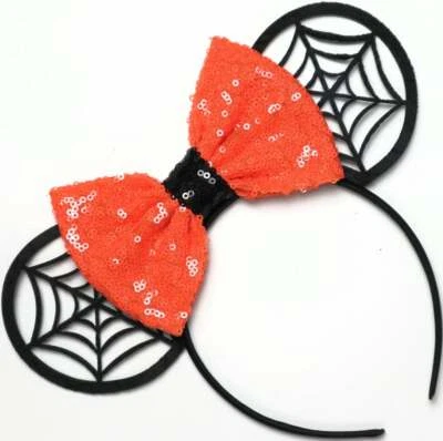 Halloween Minnie Mouse Sequin Ears Orange Mickey Mouse Sequin Halloween disney  - Image 1 of 2