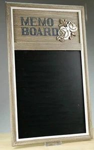 LAVAGNA 30*51CM LAVAGNETTA MEMO NOTES GRIGIA NERA LEGNO ROSE PROMEMORIA CUCINA - Foto 1 di 6