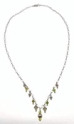 Collar de cadena de peridoto de plata de ley 925 de 18 pulgadas IP36 Foto 1 de 4