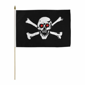 1 Dutzend rote Augen Piratenflaggen 12x18 Zoll Stockflagge Pirat Jolly Roger Flagge - Bild 1 von 1