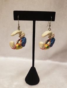 Vintage Painted Rabbits Pierced Earrings CUTE - Picture 1 of 5