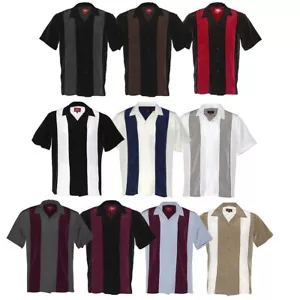 Maximos Men's Retro Classic Two Tone Bowling Casual Dress Shirt Charlie Sheen - Picture 1 of 64