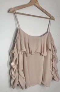 Camicia contadina Zara donna cinturino spaghetti boho spalla fredda rosa taglia L - Foto 1 di 15