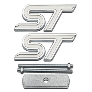 3D White Metal Front Grille ST Emblem + Chrome Car Trunk Sport Turbo Badge - Bild 1 von 6