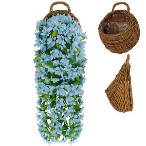 Artificial Hanging Flowers with Basket Fake Hanging Plant Silk Fake Bellflowe... - Picture 1 of 9