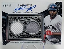 David Ortiz 2023 Topps Sterling Dual Jersey Patch On Card Auto #/25 Red Sox 2010