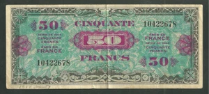 Billete moneda Francia 50 francos cinquantes 1944 Pick # 117 Drapeau Banco Mundial - Imagen 1 de 2