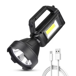 USB Rechargeable Solar LED Work Handlight Flashlight Torch Searchlight For Camp - Picture 1 of 14