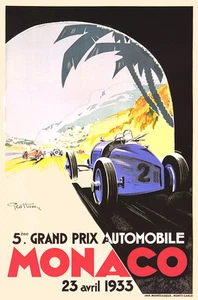 Monaco Grand Prix 1933 Vintage Race Car Poster - Picture 1 of 1